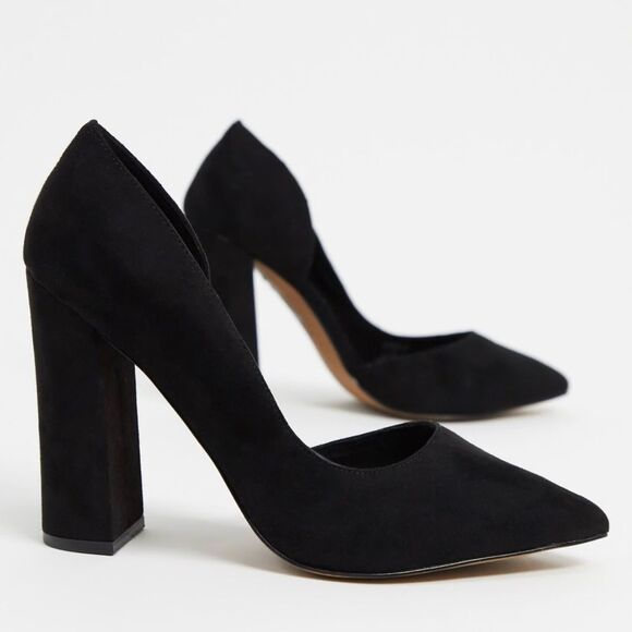 ASOS DESIGN Black Faux Suede Waiter D'orsay High Heels Size 9 - Picture 1 of 9